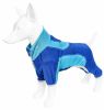 Pet Life Active 'Warm-Pup' Heathered Performance 4-Way Stretch Two-Toned Full Body Warm Up - Blue - Small