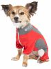 Pet Life Active 'Warm-Pup' Heathered Performance 4-Way Stretch Two-Toned Full Body Warm Up - Red - Medium