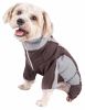 Pet Life Active 'Warm-Pup' Heathered Performance 4-Way Stretch Two-Toned Full Body Warm Up - Brown - Small