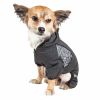 Pet Life Active 'Pawsterity' Heathered Performance 4-Way Stretch Two-Toned Full Bodied Hoodie - Black - X-Large