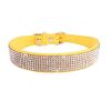 Dog Collar Crystal Glitter Rhinestone Pet Collars Zinc Alloy Buckle Collar For Small Medium Dogs Cats Chihuahua Pug Dog Collar - Yellow - XS