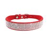 Dog Collar Crystal Glitter Rhinestone Pet Collars Zinc Alloy Buckle Collar For Small Medium Dogs Cats Chihuahua Pug Dog Collar - Red - L