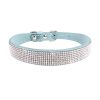 Dog Collar Crystal Glitter Rhinestone Pet Collars Zinc Alloy Buckle Collar For Small Medium Dogs Cats Chihuahua Pug Dog Collar - light blue - S