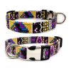 Dog Print Adjustable Collar; suitable For Large & Small Dogs - Dark Purple - L