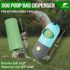 Dog Poop Bag Dispenser with 4 Rolls of 15 Bags in Each. Green Dog Poop Bag Holder with Flashlight for Leash. Plastic Dog Bag Dispenser with Carabiner