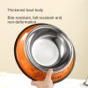 Stainless steel dog bowl; color anti-skid dog bowl; cat bowl - 22cm - Pink Cartoon