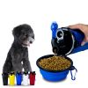 Storage Pet Food and Water Cup Feeding Dogs Out Portable Dog Cups Silicone Collapsible Water Bowl - blue