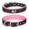 Pet dog collar; diving cloth reflective nylon collar; medium and large dog collar - Black ribbon: pink - L 2.5*(48-58)CM