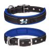 Pet dog collar; diving cloth reflective nylon collar; medium and large dog collar - Black ribbon: dark blue - M 2.5*(38-48)CM