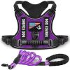 Pet Harness And Leash Set For Dog & Cat; Adjustable No Pull Service Dog Vest Harness For Walking - Purple - S