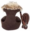 Pet Life Luxe 'Furracious' 2-In-1 Mesh Reversed Adjustable Dog Harness-Leash W/ Removable Fur Collar - Brown - Large