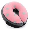 Soft Dog Cone Collar for After Surgery - Inflatable Dog Neck Donut Collar - Elizabethan Collar for Dogs Recovery - CQLQ07-Pink Grey dot - M