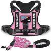 Pet Harness And Leash Set For Dog & Cat; Adjustable No Pull Service Dog Vest Harness For Walking - Purple - S