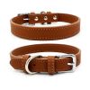 New Soft Puppy Collar For Dog And Cat; Leather Pet Collar Necklace For Small Medium Dog; adjustable dog collar - Light Brown - M:2cm*42cm