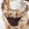 Pet Life Luxe 'Furracious' 2-In-1 Mesh Reversed Adjustable Dog Harness-Leash W/ Removable Fur Collar - Brown - Small