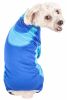 Pet Life Active 'Warm-Pup' Heathered Performance 4-Way Stretch Two-Toned Full Body Warm Up - Blue - Small