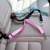 Pet Dog Cat Car Seat Belt For Accessories Goods Animals Adjustable Harness Lead Leash Small Medium Travel Clip French Bulldog - Pink