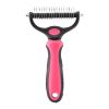 Professional Pet Deshedding Brush 2 Sided Dematting Dog Comb Cat Brush Rake Puppy Grooming Tools Undercoat Shedding Flying Hair - red - S