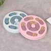 New Dog Food Slow Feeding Disc Anti-choking Round Feeder Plastic Interactive Puzzle Toy - blue