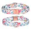 Sunflower pet collar cotton breathable dog collar pet supplies wholesale - Floral blue - M width 2.0 adjustment 31-50CM