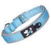 Pet dog collar; diving cloth reflective nylon collar; medium and large dog collar - Black ribbon: dark blue - S 2.0*(28-38)CM