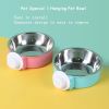 Pet Stainless Steel Bowl Hanging Cage Type Fixed Cute Dog Basin Cat Supplies Puppy Food Drinking Water Feeder Pets Accessories - green - 17cm