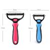 Professional Pet Deshedding Brush 2 Sided Dematting Dog Comb Cat Brush Rake Puppy Grooming Tools Undercoat Shedding Flying Hair - red - L