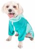 Pet Life Active 'Warm-Pup' Heathered Performance 4-Way Stretch Two-Toned Full Body Warm Up - Green - X-Large