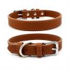 New Soft Puppy Collar For Dog And Cat; Leather Pet Collar Necklace For Small Medium Dog; adjustable dog collar - Light Brown - M:2cm*42cm