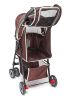 Pet Dog Stroller Trolley, Foldable Travel Carriage with Wheels Zipper Entry Cup Holder Storage Basket, Pushchair Pram Jogger Cart - brown